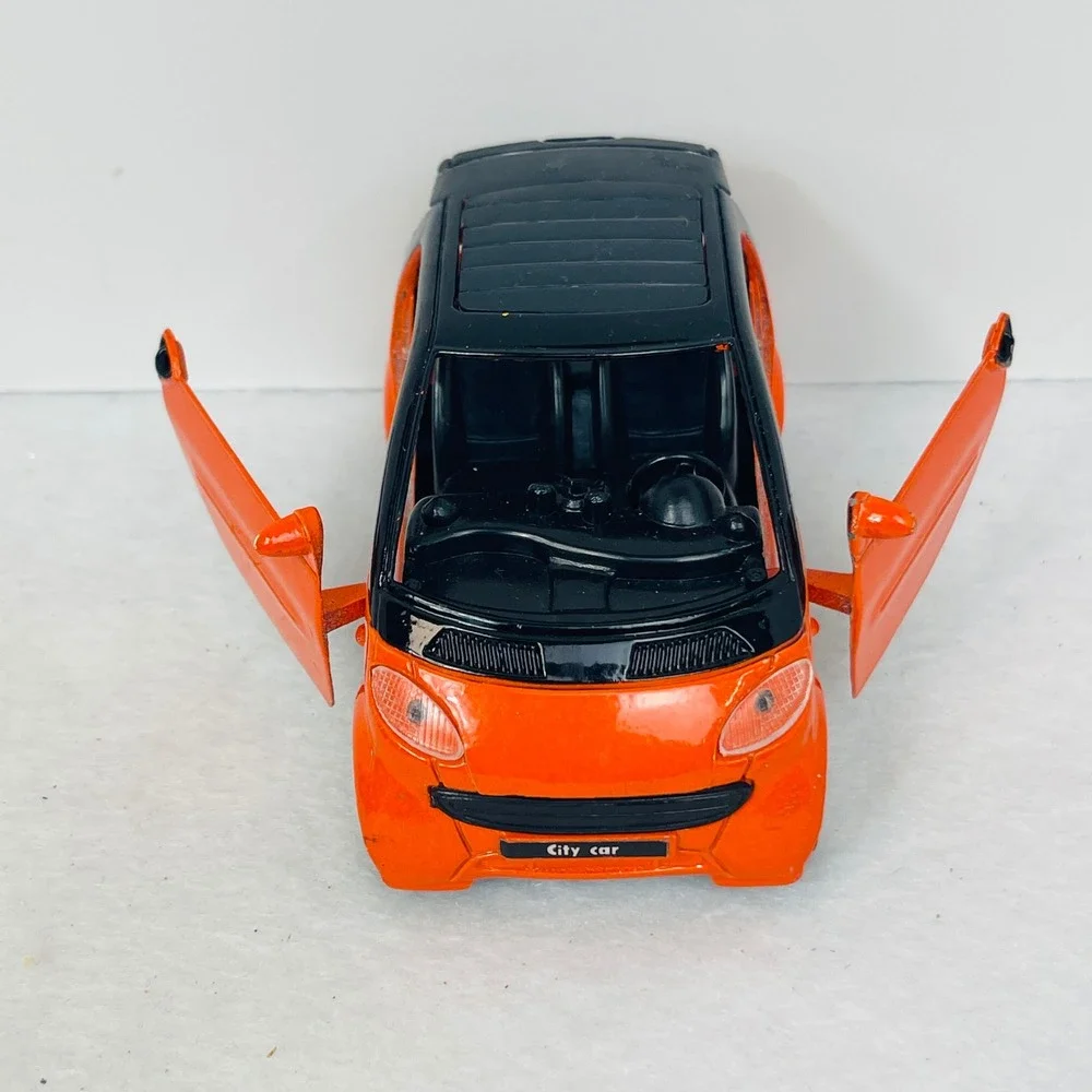 Orange and Black Diecast City Car Toy Vehicle with Opening Doors Made in China